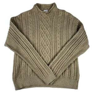 J. Crew Women’s Mock neck Cable Knit Sweater Cotton Blend Cashew Size M